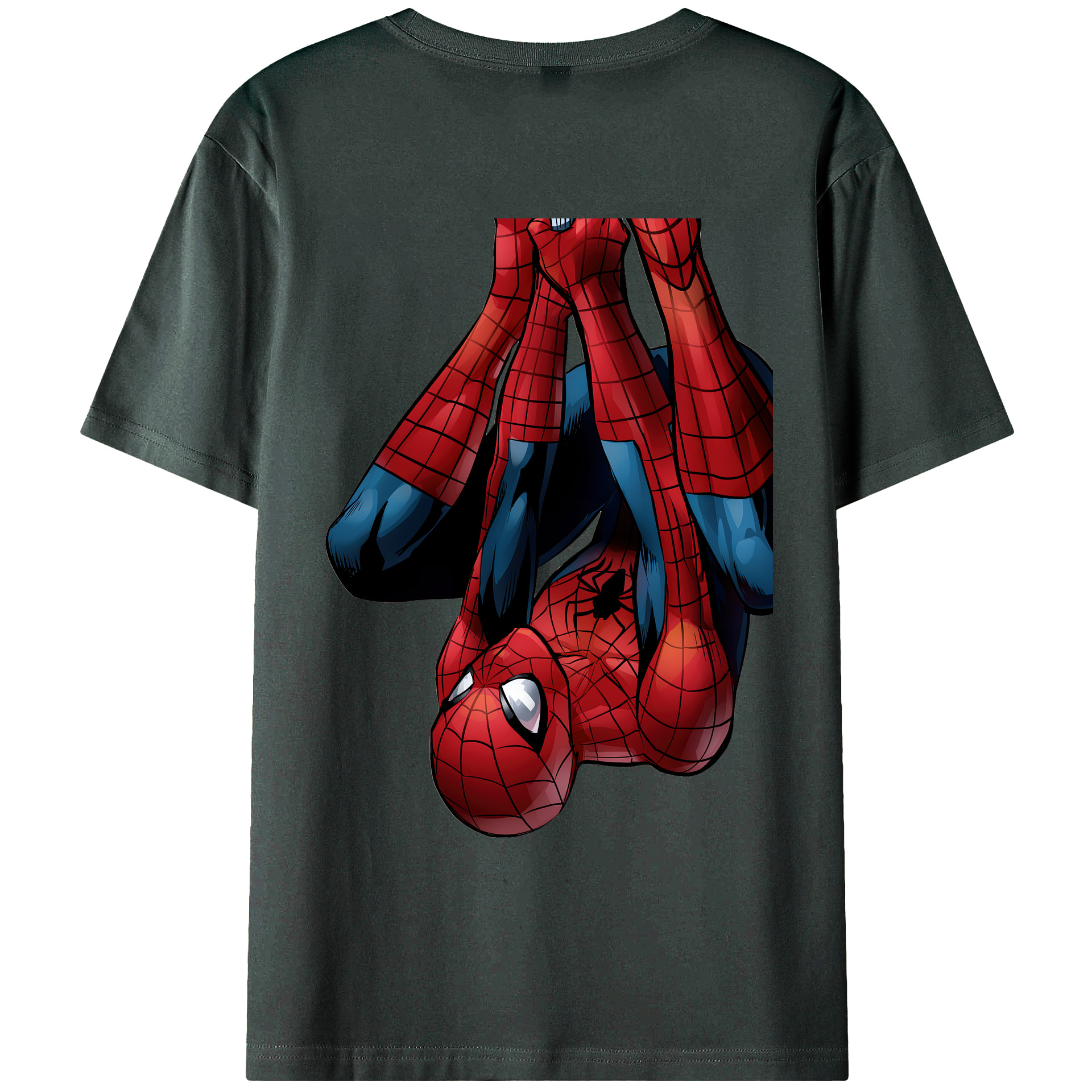 （画像用） Spider Man スパイダーマン 綿100％ メンズ半袖Tシャツ（バックプリント） 通気性
